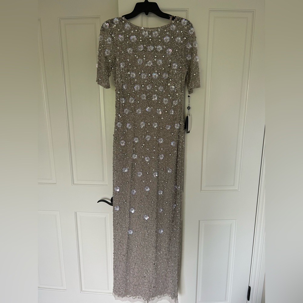 ADRIANNA PAPELL BEADED LONG 3D FLORAL GOWN - NWT